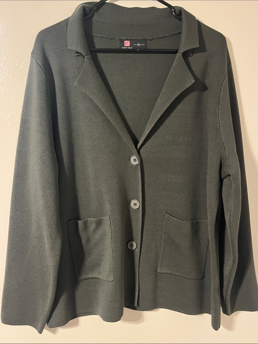 Kasper Olive Knit Blazer with Patch Pockets